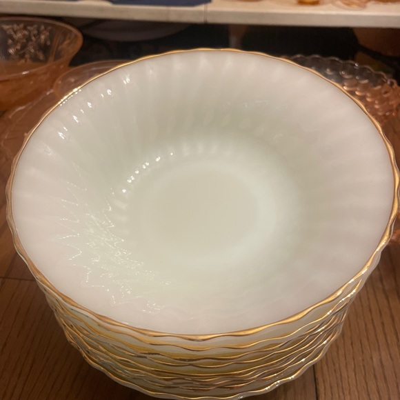 Vintage Fire King White with Gold Trim Glassware - 12 Dinnss - Picture 5 of 10